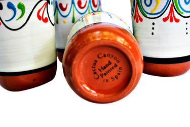Terracotta White Cups, Set of 5 - Hand Painted From Spain